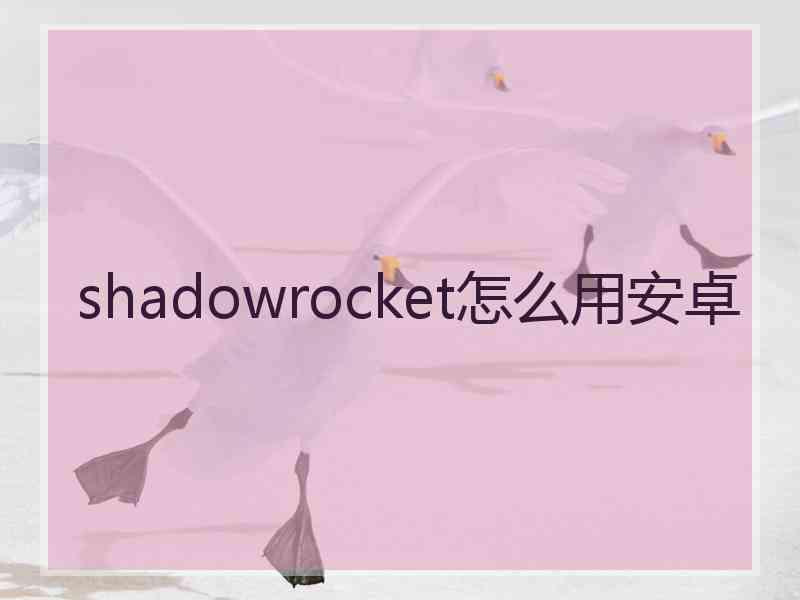 shadowrocket怎么用安卓